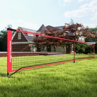 SPORTNOW Complete Pickleball-Set met Net, Standaard, Ballen, Staal, Kunststof, Rood(m-9)