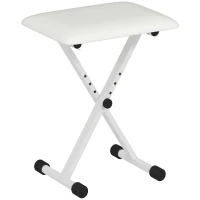 HOMCOM Klavierhocker Höhenverstellbare Klappbare X-förmige Klavierbank mit Kunstleder Kissen 39 x 29 x 37-47 cm Weiß(m-1)