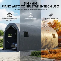 Outsunny Tenda per Garage da esterno con telo PE e struttura in metallo, 592x300x276 cm, Grigio scuro(m-8)