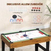 SPORTNOW 13-in-1 speeltafel, tafelvoetbal, schaak, biljart, tafeltennis en meer, MDF, kunststof, Walnoot(m-9)