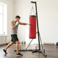 SPORTNOW Boxsackständer 185-231cm Höhenverstellbar Freistehender Boxsackhalter mit Boxsack Dreiecksbasis Gewichtenhalter(m-10)