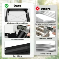 Outsunny Raised Beds for Garden, Galvanised Steel Outdoor Planters with Multi-reinforced Rods, 180 x 90 x 59 cm, Black(m-5)