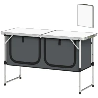 Outsunny Campingkeuken opvouwbaar Campingkast met aluminium frame opbergruimte werkblad voor camping en reizen zilver(m-10)