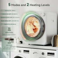 HOMCOM 4kg Front Load Laundry Dryer, Portable Clothes Dryer with 2 Power Modes, 400W/800W, White(m-4)