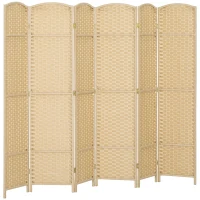 HOMCOM Paravento Divisorio da Interni Pieghevole a 6 Ante Intrecciato, 240x170 cm, Beige(m-1)