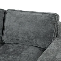 HOMCOM Sofá 2 Plazas en Chenilla, Sofá de Salón 156 cm, Asiento y Reposabrazos Anchos Acolchados, 2 Cojines, Gris(m-6)