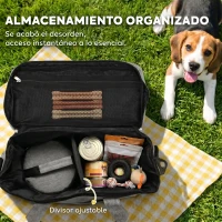 PawHut Bolso de Viaje para Perros Bolsa de Premios con 2 Contenedores de Pienso y Cuenco Plegable Bolsillos Gris Claro(m-5)