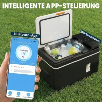 Outsunny Kompressor Kühlbox 30L -20℃-20℃ Elektrische Kühlbox mit APP-Steuerung LED-Leuchten USB Anschluss Batterieschutz(m-6)
