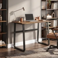HOMCOM Industrial Writing Desk With Metal Legs, 100 x 58 x 74.5cm, Rustic Brown and Black(m-2)