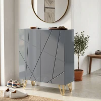 HOMCOM Narrow Shoe Storage Cabinet with Soft-Close Hinges and Adjustable Shelves for 15-20 Pairs of Shoes, Grey(m-8)