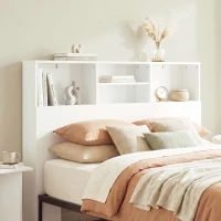 HOMCOM Cabecero de Cama 140 cm con Almacenaje Cabezal de Cama con 4 Compartimentos Abiertos para Dormitorio Blanco(m-9)