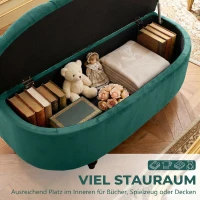 HOMCOM Hocker mit Stauraum, Sitztruhe, gepolstert, soft-close Deckel, Samtoptik, 118 x 45 x 45 cm, Dunkelgrau(m-4)
