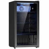 HOMCOM 90L Drinks Fridge, 139 Can Under Counter Freestanding Beer Fridge with LED Light(m-1)