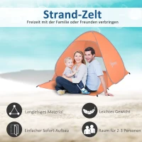 Outsunny Pop-up Tent, Strandtent, Campingtent, Polyester, 200 x 150 x 119 cm, Oranje(m-6)