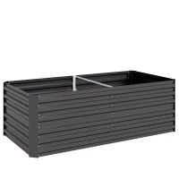 Outsunny Raised Beds for Garden, Galvanised Steel Outdoor Planters with Multi-reinforced Rods, 180 x 90 x 59 cm, Dark Grey(m-1)