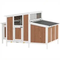 PawHut Gallinero para Exterior de Madera 145x90x92 cm para 2-4 Gallinas con Nido Casa Lateral Bandeja Extraíble Marrón Claro(m-11)