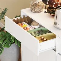 HOMCOM Buffet cuisine meuble cuisine rangement haut avec lumière LED RGB, plan de travail, 6 portes, 2 tiroirs, blanc(m-10)