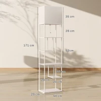 HOMCOM Stehlampe Stehleuchte mit Regalen, einstellbare Helligkeit & Farbtemperatur für Schlafzimmer, Büro, Wohnzimmer, Weiß(m-3)