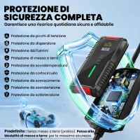 HOMCOM Caricabatterie Auto Elettrica, 3,5 kW Tipo 2, 5 m Cavo, 6A-16A, Timer(m-4)