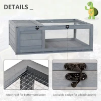 PawHut Casa per Tartarughe di Terra in Legno di Abete con Pannello Apribile e 2 Spazi Separati, Grigio(m-6)