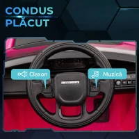 AIYAPLAY Mașină Electrică Copii cu Licență Land Rover Discovery, cu Faruri, Claxon și Centură, din Plastic și Metal, 106x65,5x51 cm, Roz(m-5)