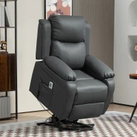 HOMCOM Riser and Recliner Chair with Vibration Massage, PU Leather Power Lift Chair for Elderly, Dark Grey(m-10)