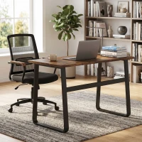 HOMCOM Industrial Writing Desk With Metal Legs, 100 x 58 x 74.5cm, Rustic Brown and Black(m-12)