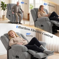 HOMCOM Recliner Armchair Lift Chair, Electric Recliner Chair with Vibration Massage and Heat, Wide Seat, USB Port, Light Grey(m-4)