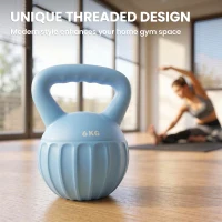 SPORTNOW Kettlebell for Strength Training Kettle Bell with Non-Slip Handle 6 kg Blue(m-4)