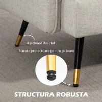 HOMCOM Divano 2 Posti in Tessuto Effetto Lino con Gambe in Acciaio e Cuscini Imbottiti, 139x68x80 cm, Bianco Crema(m-5)