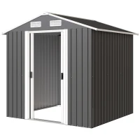 Outsunny Șopron de Grădină, 2 Uși Glisante Blocabile, Oțel Zincat, 2,6 m², Negru(m-12)
