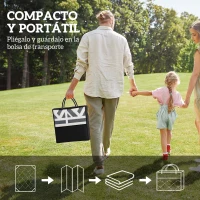Outsunny Alfombra de Exterior Reversible 182x274 cm con Patrón Geométrico de Cenefa Impermeable con Bolsa Gris y Blanco(m-4)