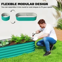 Outsunny Set of Two 150 x 60cm Steel Planters - Green(m-9)