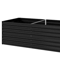 Outsunny Raised Beds for Garden, Galvanised Steel Outdoor Planters with Multi-reinforced Rods, 180 x 90 x 59 cm, Black(m-14)