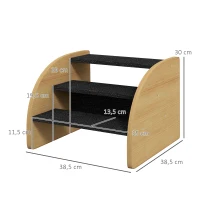 PawHut Huisdierentrap Hondentrap, 3 treden, kleine hond, 38,5 cm x 38,5 cm x 30 cm, Eikenhout + Zwart(m-3)