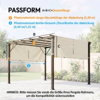 Outsunny Vervangend dak voor pergola met UV-bescherming, zonnescherm voor terrasoverkapping voor 3 x 3 m paviljoen, Crèmewit(m-3)