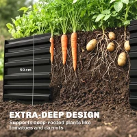 Outsunny Raised Beds for Garden, Galvanised Steel Outdoor Planters with Multi-reinforced Rods, 180 x 90 x 59 cm, Black(m-4)