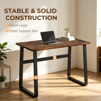 HOMCOM Industrial Writing Desk With Metal Legs, 100 x 58 x 74.5cm, Rustic Brown and Black(m-5)
