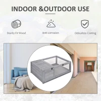 PawHut Casa per Tartarughe di Terra in Legno di Abete con Pannello Apribile e 2 Spazi Separati, Grigio(m-4)