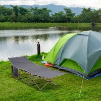 Outsunny Veldbed, Opvouwbaar Campingbed, Weerbestendig, Incl. Draagtas, 190 x 68 x 52 cm, Grijs(m-2)
