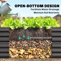 Outsunny Raised Beds for Garden, Galvanised Steel Outdoor Planters with Multi-reinforced Rods, 180 x 90 x 59 cm, Dark Grey(m-6)