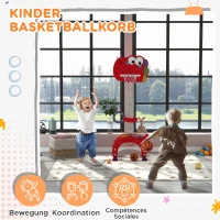 AIYAPLAY 5-in-1 Dinosaur Basketball Set with Adjustable Basketball Stand and Golf Game, Indoor for Boys Girls, Red(m-4)