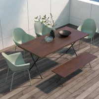 Outsunny Gartenstuhl 4er-Set, mit Rückenlehne/Armlehnen, wetterfest, bis 120 kg, Kunststoff/Metall, Grün(m-10)