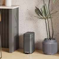 HOMCOM Mülleimer aus Metall, Abfalleimer, 5 L Fassungsvermögen, mit Fußpedal, mit Inneneimer, Grau(m-10)