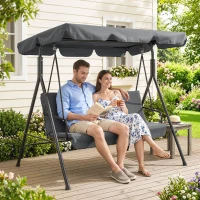 Outsunny Hollywoodschommel, Tuinschommel, 3-zits Schommelbank met Dak, Staal, 172 x 110 x 153 cm, Grijs(m-9)