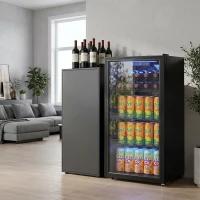 HOMCOM 90L Drinks Fridge, 139 Can Under Counter Freestanding Beer Fridge with LED Light(m-8)