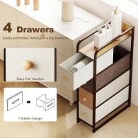 HOMCOM 4-Drawer Storage Organiser Unit, Chest of Drawers with Steel Frame for Bedroom, Living Room, Mixed-Brown(m-5)