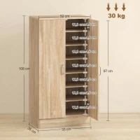 HOMCOM Schuhschrank mit 2 Türen, 6 verstellbare Regalböden, Soft-Close-Scharniere für 14 Paar Schuhe, Naturholz(m-3)