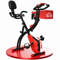 HOMCOM Hometrainer fietstrainer hometrainer LCD display opvouwbaar verstelbaar rood+zwart(m-14)