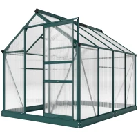 Outsunny kas met polycarbonaat behuizing en dakklep, 190x 252 x 201 cm(m-14)